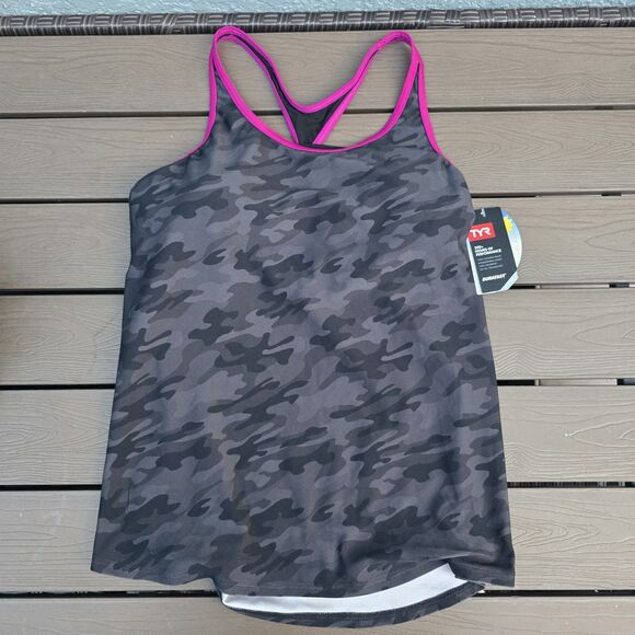 TYR Durafast Women's  Blackout Camk Taylor Tank  W/matching Boy Shorts Sz M New - Picture 2 of 7